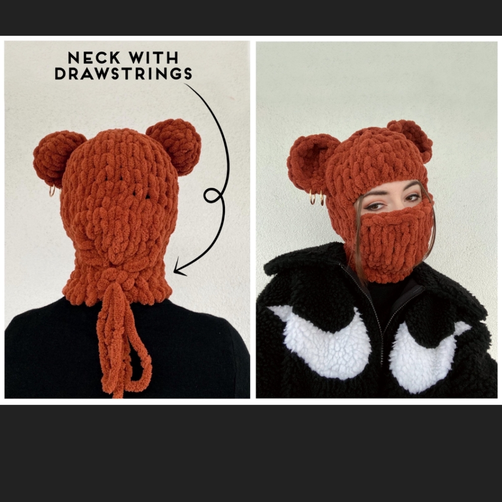 Knitted crochet winter hat